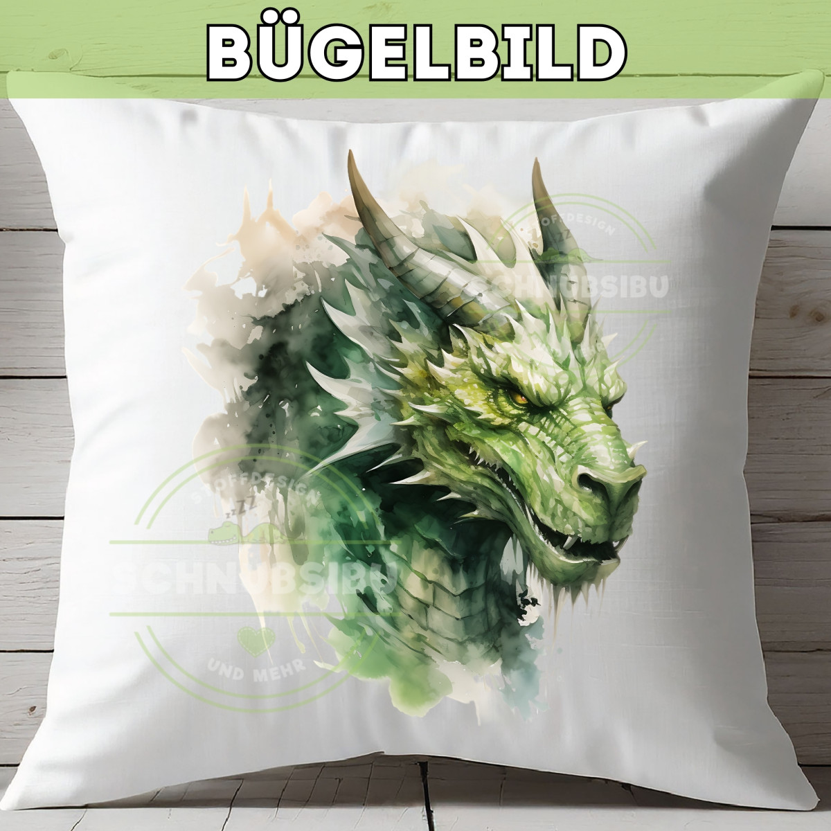 Bügelbild Drache grün
